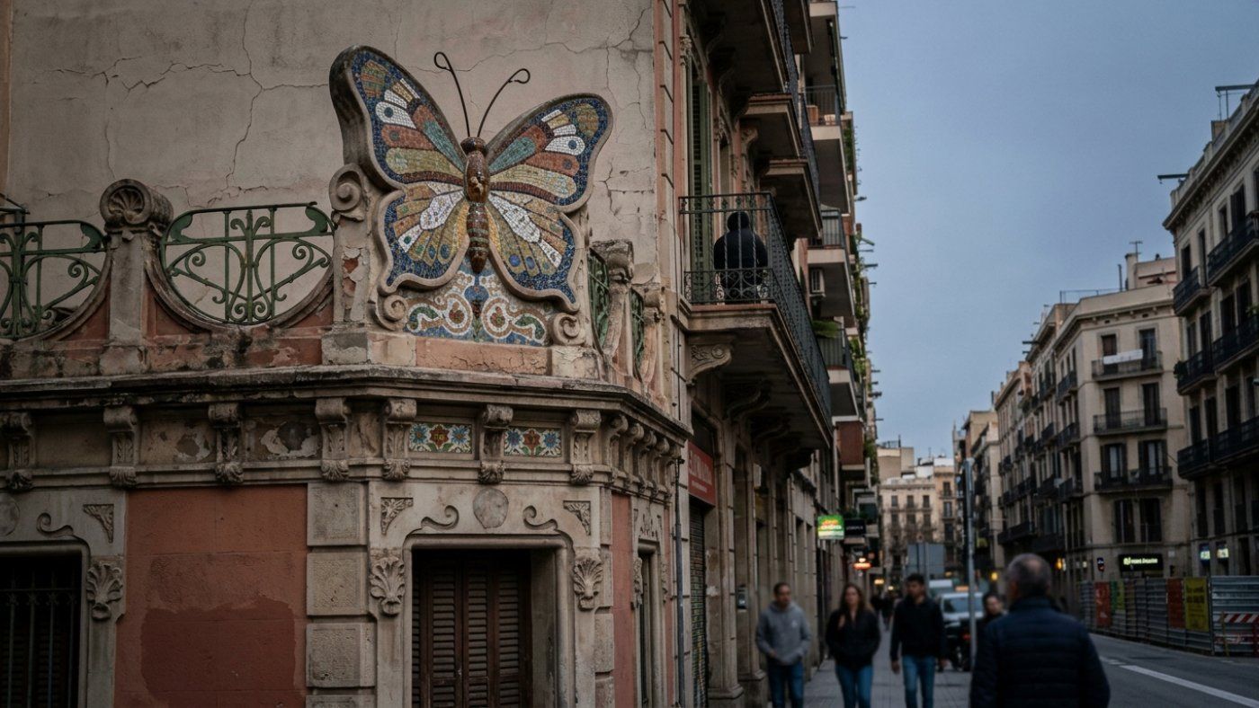 Las reformas en la Casa Fajol ya provocaron grietas en el coronamiento de forma de mariposa en Barcelona