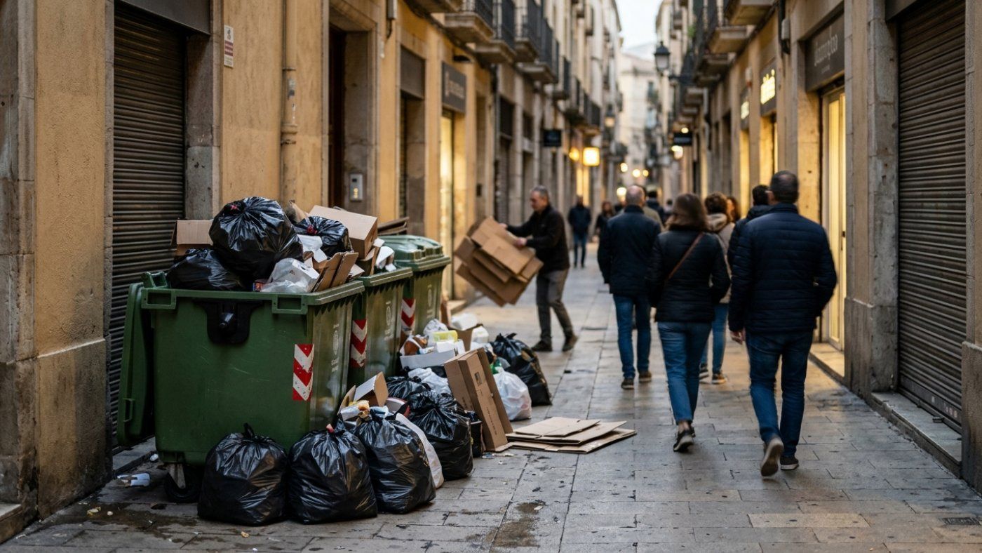Girona accumulates garbage in the streets since the indefinite strike: only containers are emptied Wednesday and paper Thursday