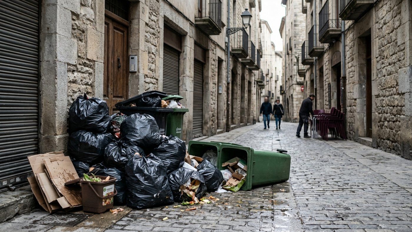 La huelga indefinida de basuras en Girona sigue: la mediación acabó sin acuerdo y el Ayuntamiento pide servicios mínimos adicionales