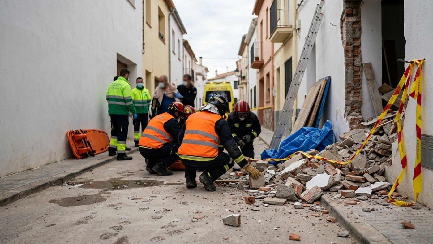 A Palafrugell, cinc dotacions alliberen un operari atrapat a les 9:00 sota runa en obres de reforma