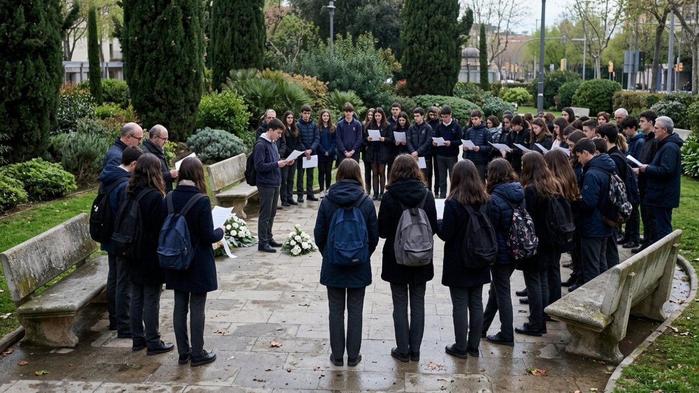 A Girona, al Jardí d'Infància, més de 150 alumnes recorden que 16 gironins van ser deportats a Mauthausen