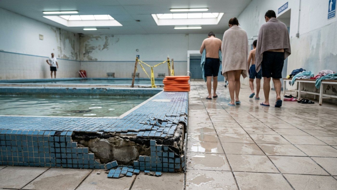 Municipal pools with cold water and peeling tiles force continued payment of the full fee