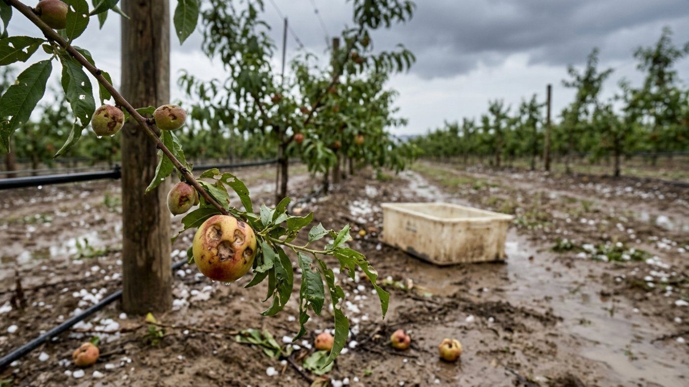 Castelló de Farfanya registers hail of almost 1 cm that leaves wounds on apples and nectarines