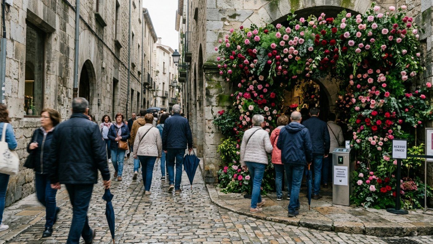 Girona controls the Temps de Flors festival with people counters and one-way lanes to avoid crowds