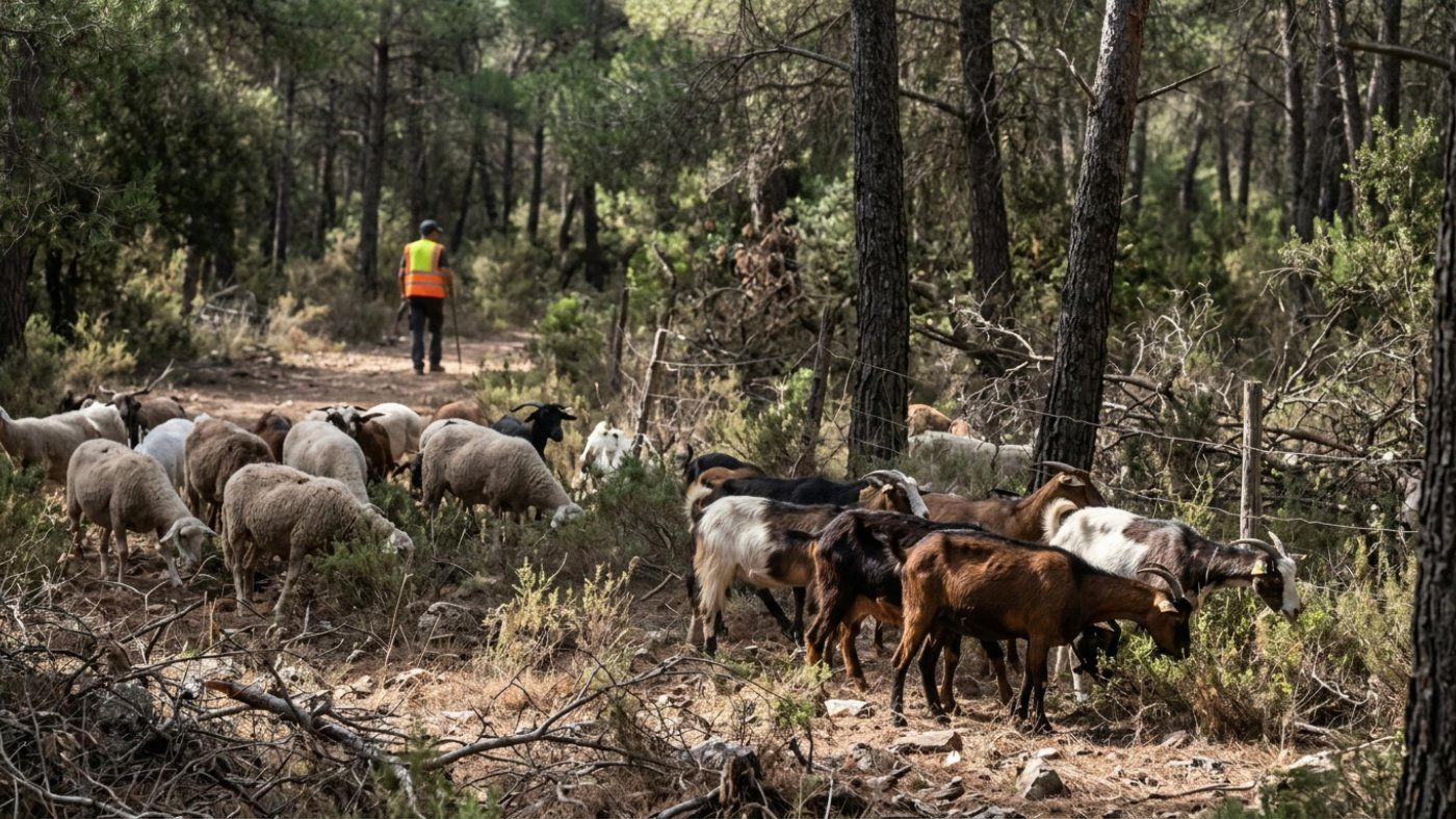 A flock cleans 47 hectares of forest in Salou to curb fires