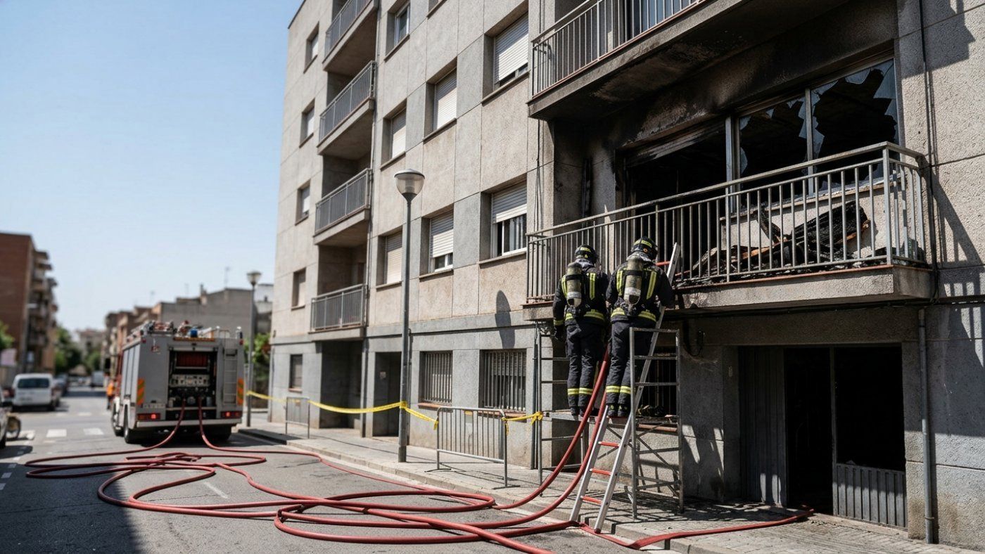 A fire devastates an apartment in Lleida with no injuries despite the evacuation of 15 residents