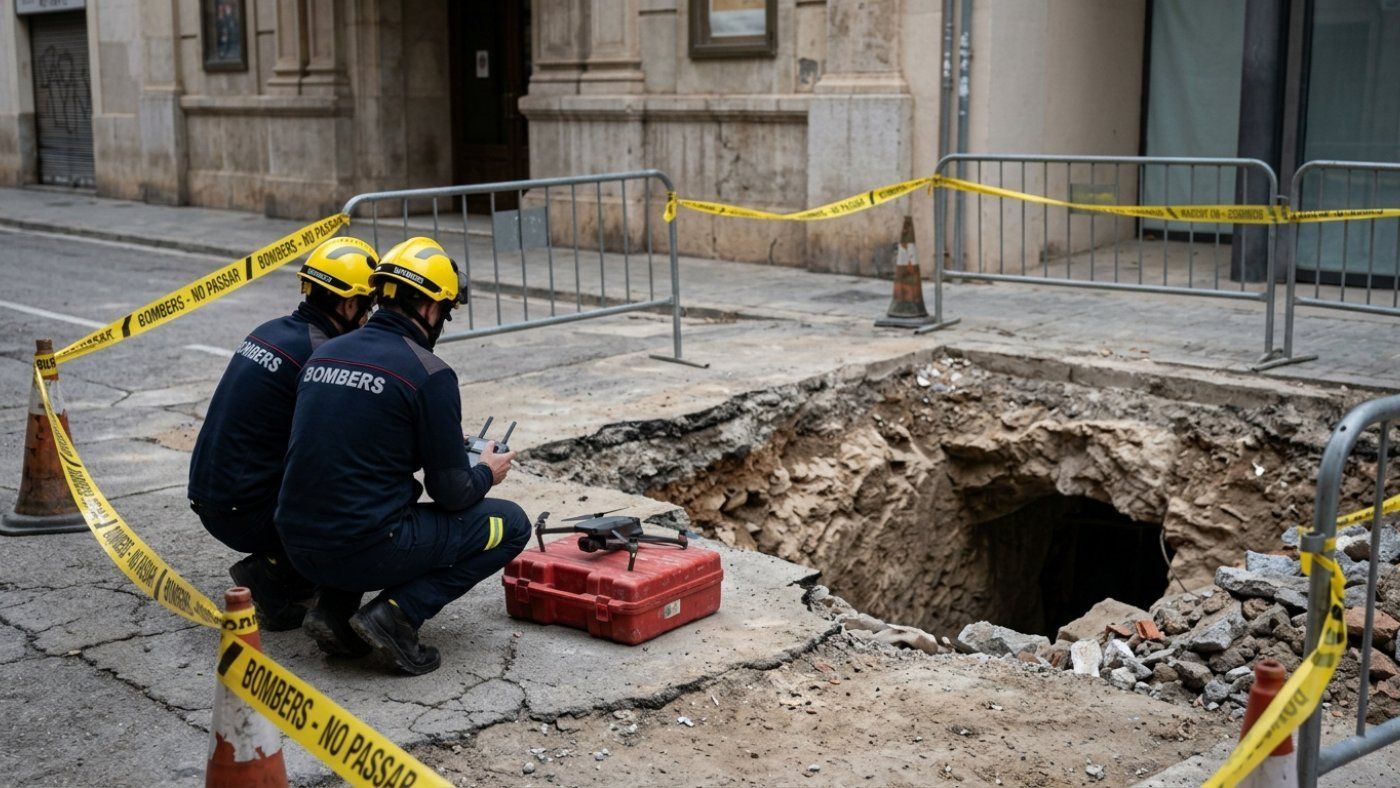 The drone reveals a 15-meter tunnel in the unfinished Tarragona shelter with no exit