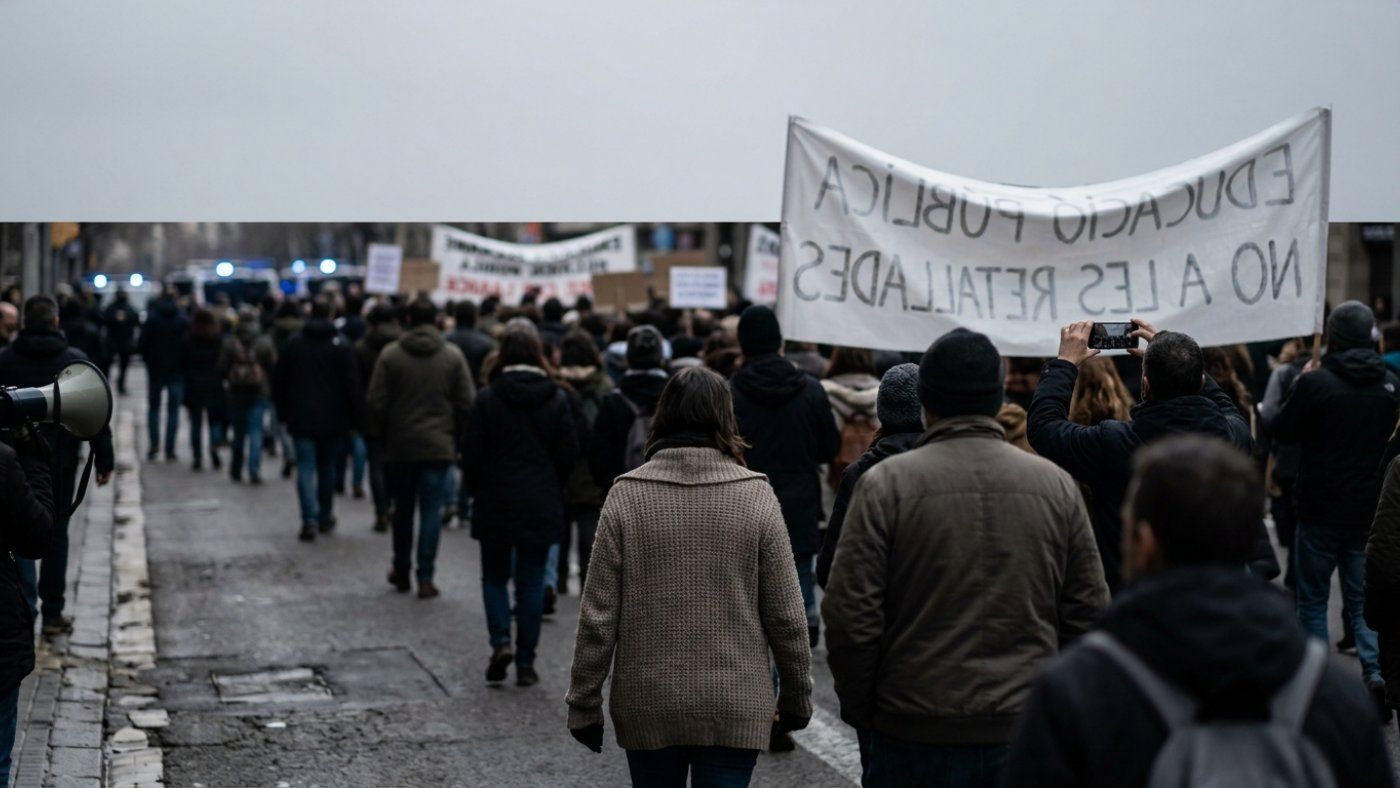 The unions raise to 70% the follow-up of the teaching strike in Catalunya that begins a month of mobilizations