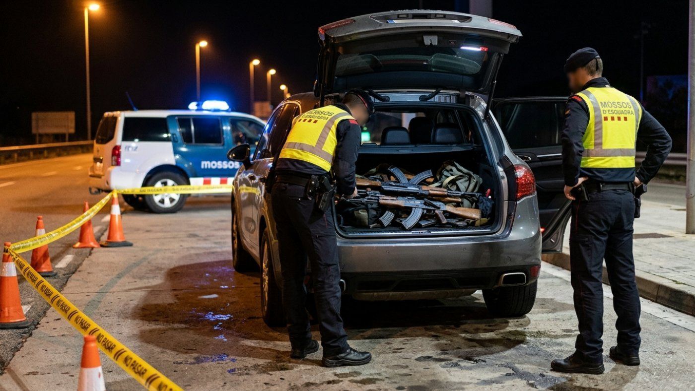 Un control rutinario en la AP-7 destapa 12 fusiles de asalto en un Porsche aparcado en Figueres