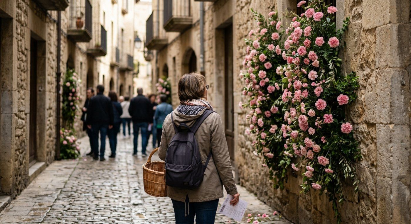 Thousands of people walk through Girona for the flower festival without crossing the threshold of the shops