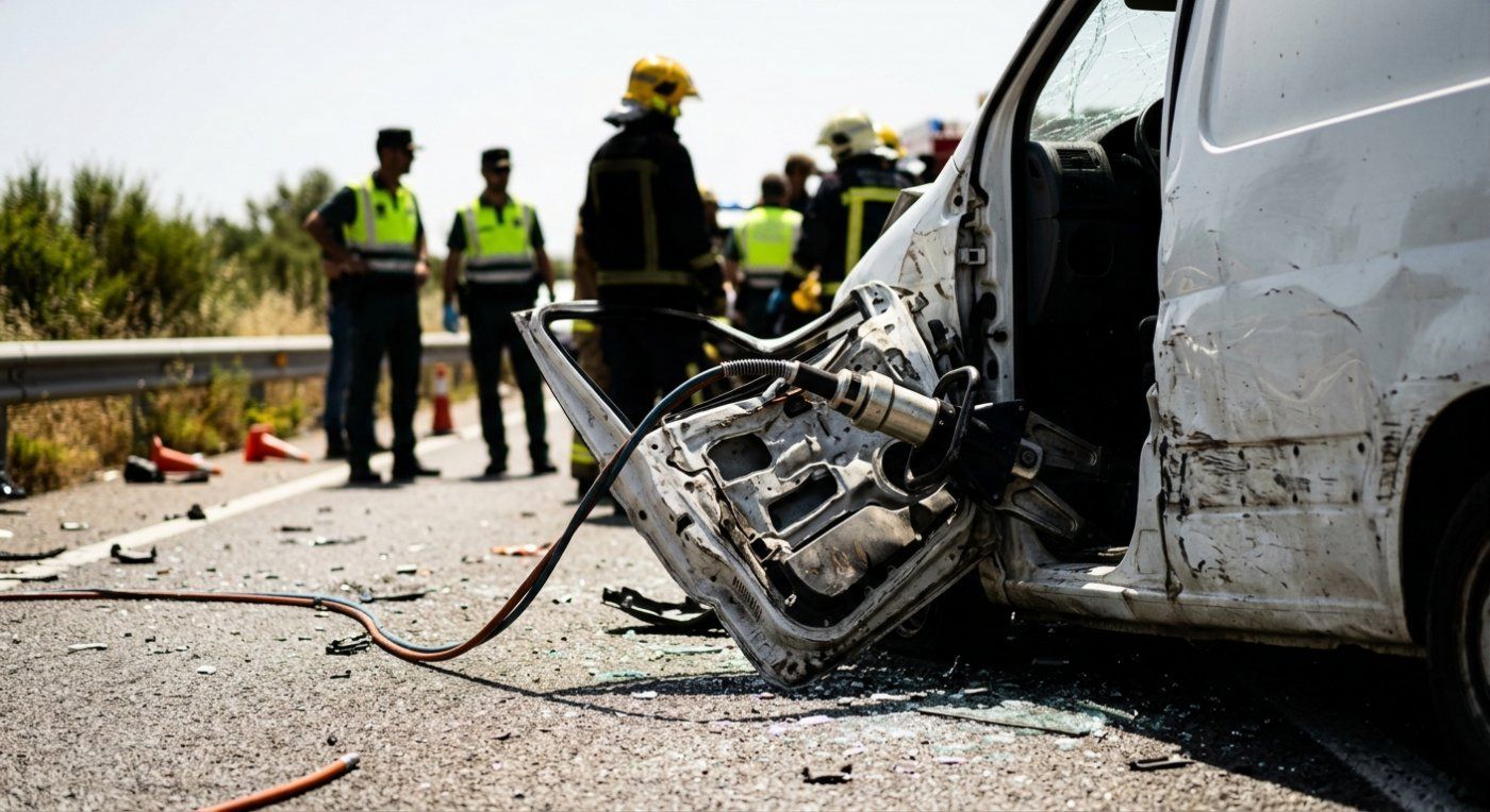 The intervention to free a driver trapped after a head-on collision collapses the Girona variant