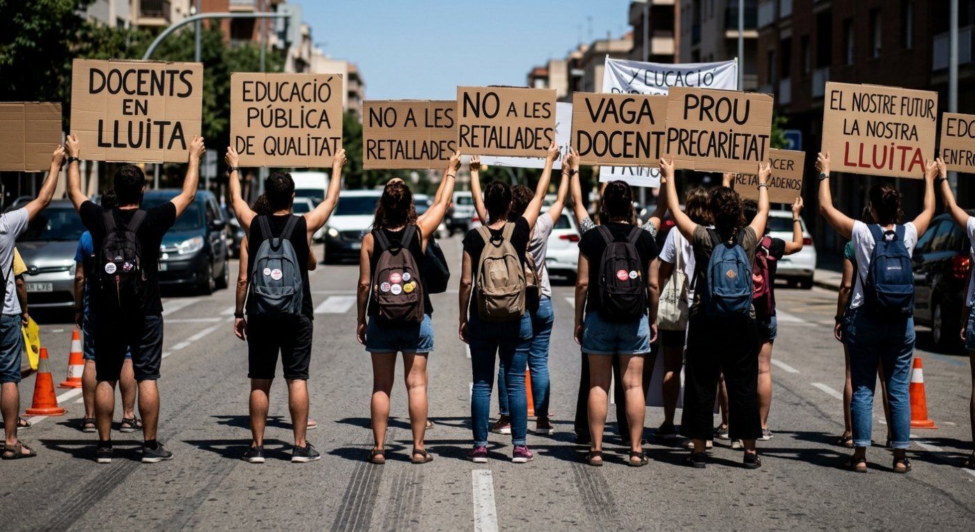 Teachers paralyze the N-240 in Tarragona to demand allocations that the Government has not yet included in the accounts