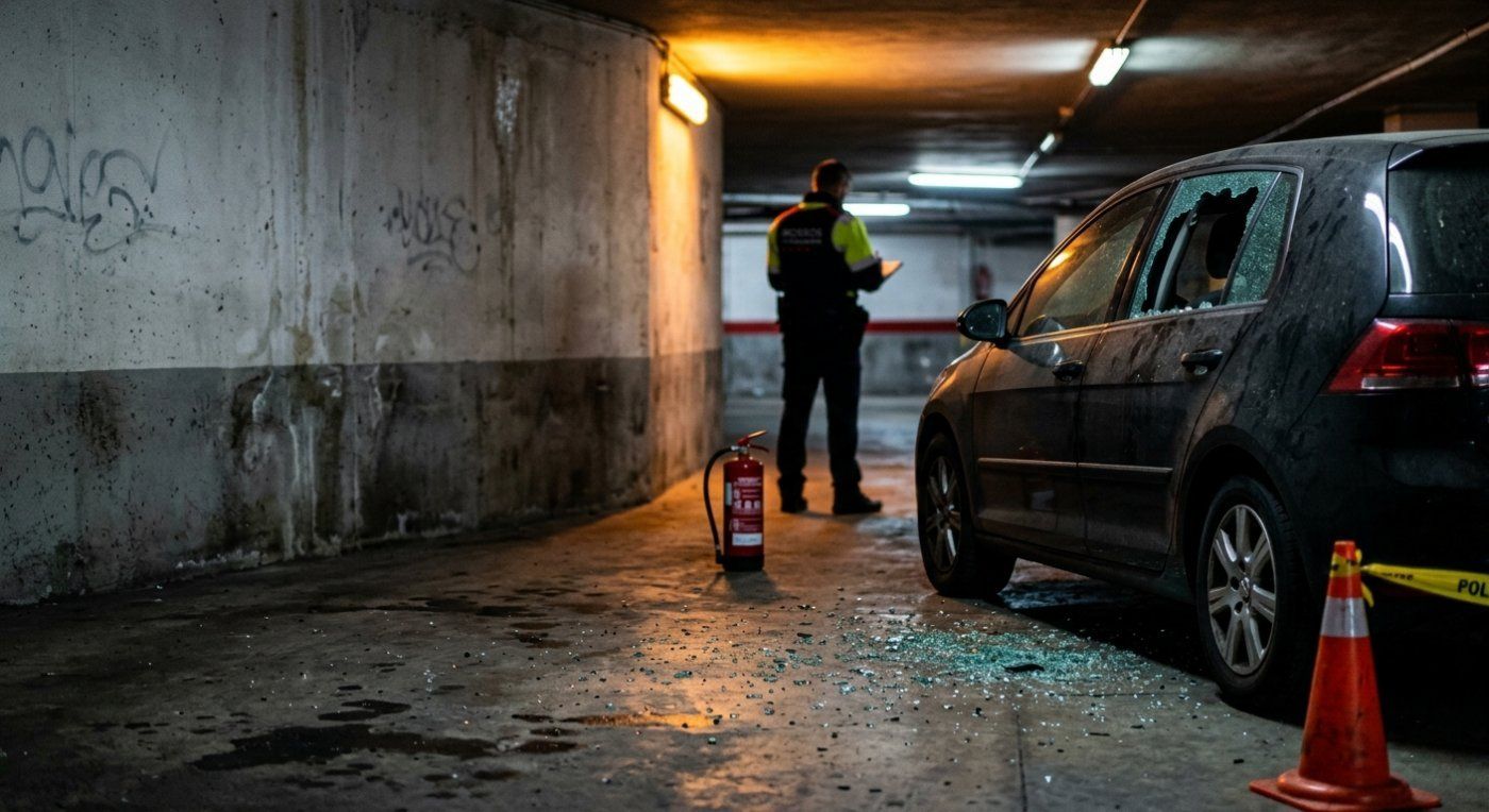 rompe ventanillas con un extintor en un parking de 2026 05 24 02 17 08