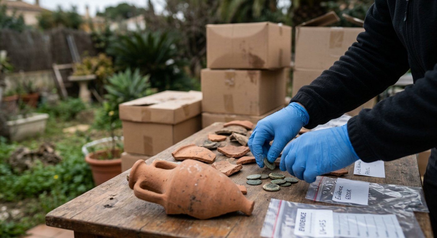 Un arqueólogo acumuló 278 cajas de patrimonio histórico en una vivienda de Tarragona
