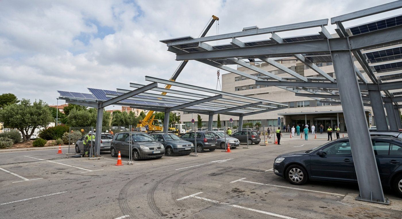 Cerrar el aparcamiento del Hospital de Terrassa 4 meses impulsa el mayor proyecto solar sanitario de Catalunya