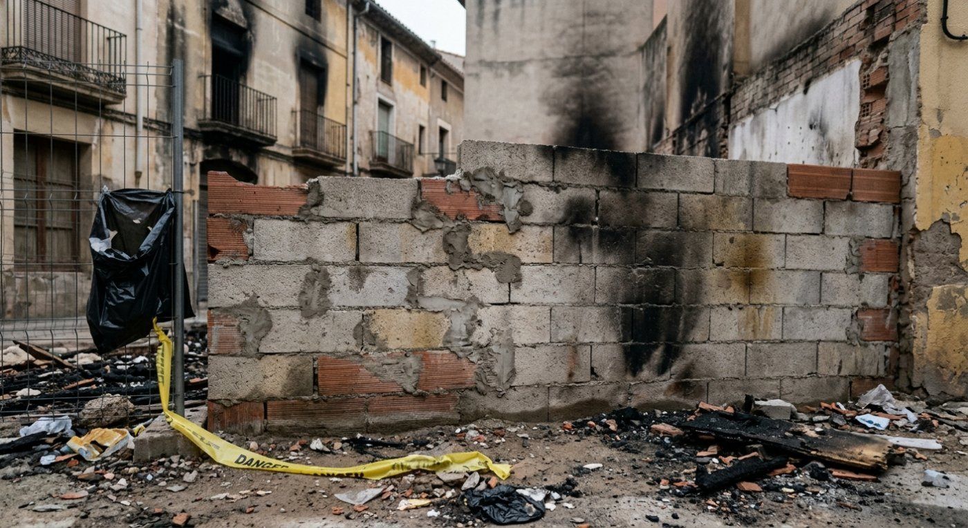 A fire forces the definitive boarding-up of a plot in Reus after months of complaints about unsanitary conditions