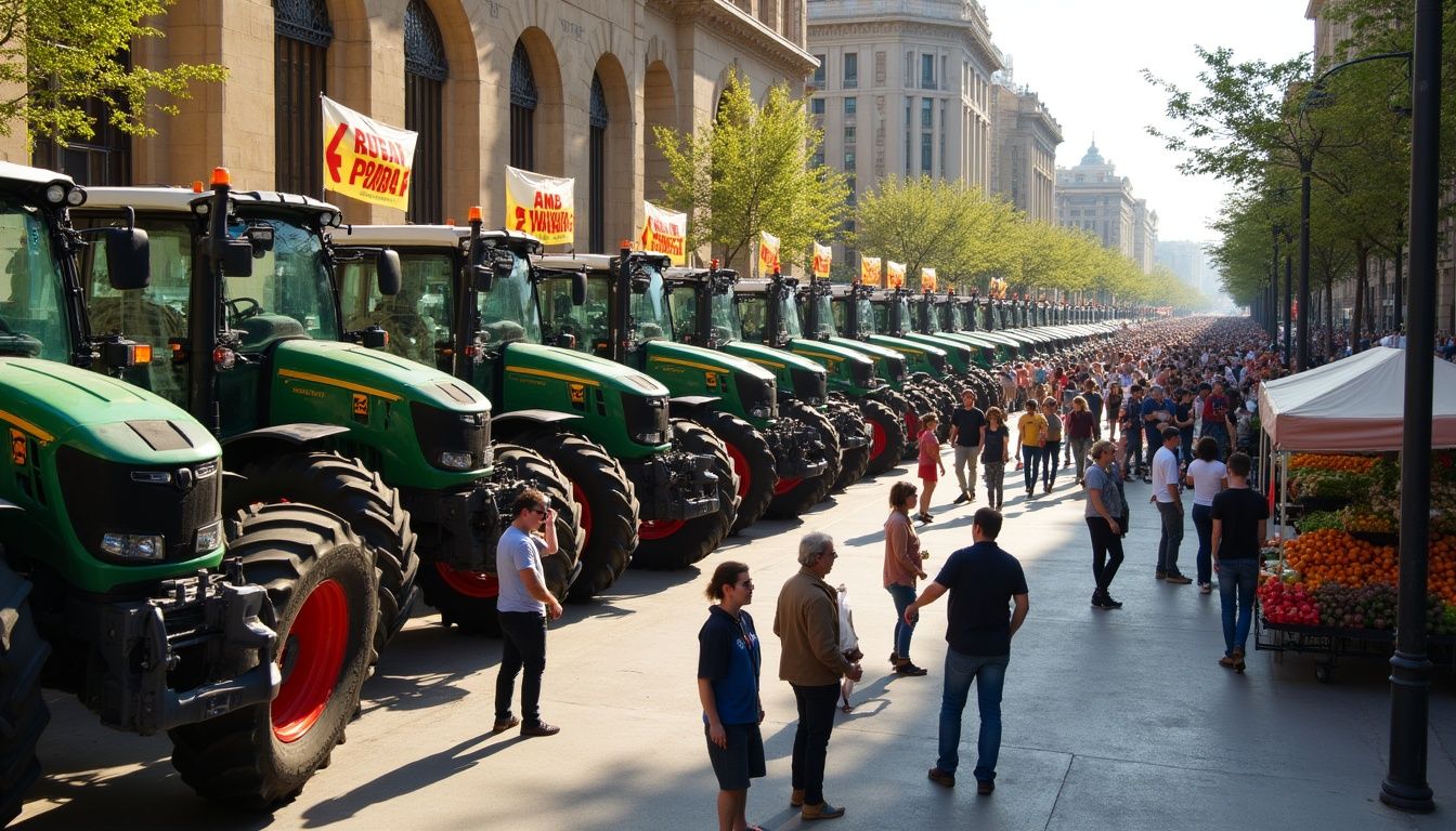 Un centenar de tractors bloquegen la Gran Via a Barcelona per exigir suport al camp català