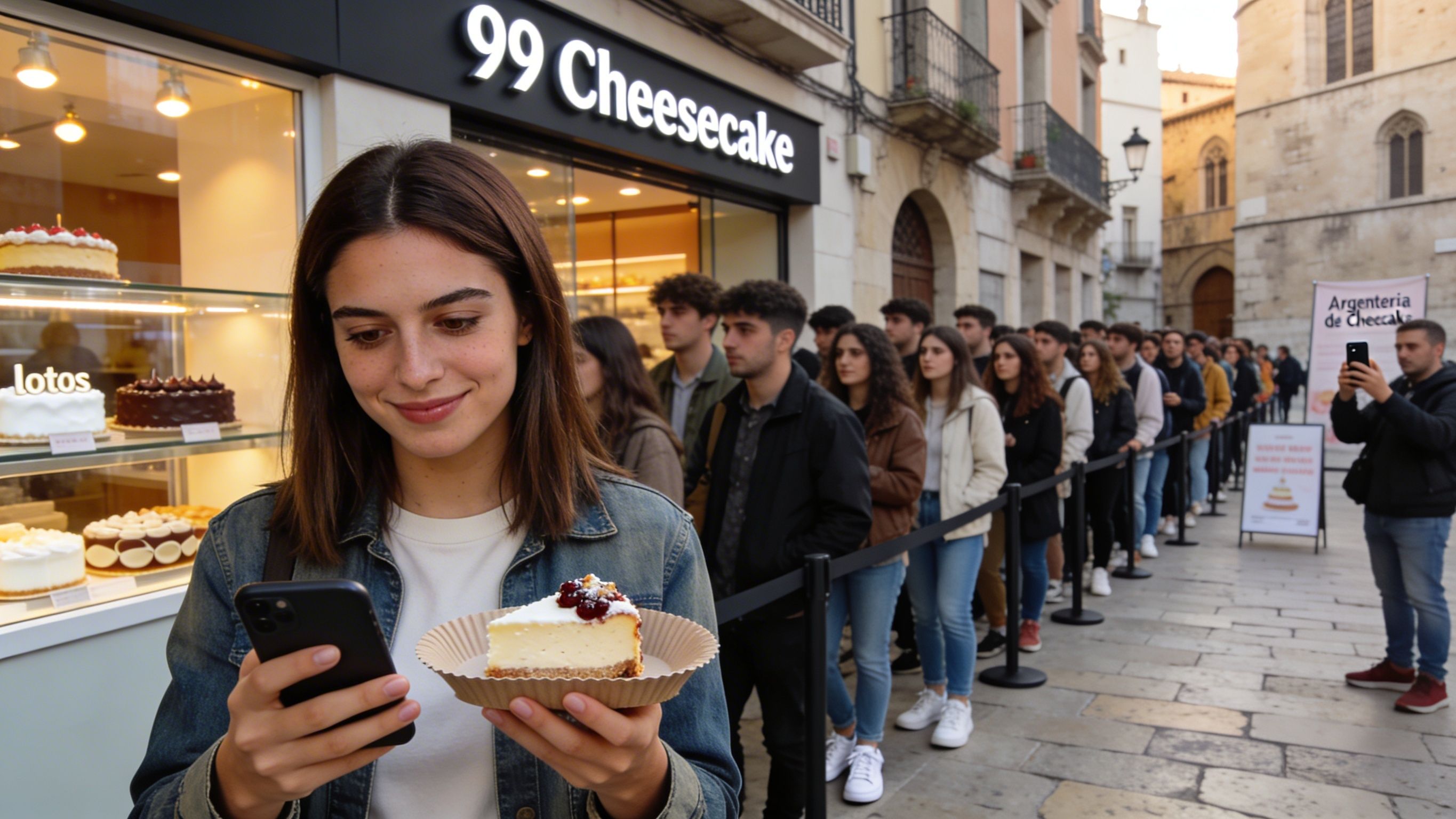 Més de cent persones fan cua per una porció gratis en l'obertura de 99 Cheesecake Girona Més de cent persones fan cua per una porció gratis en l'obertura de 99 Cheesecake Girona