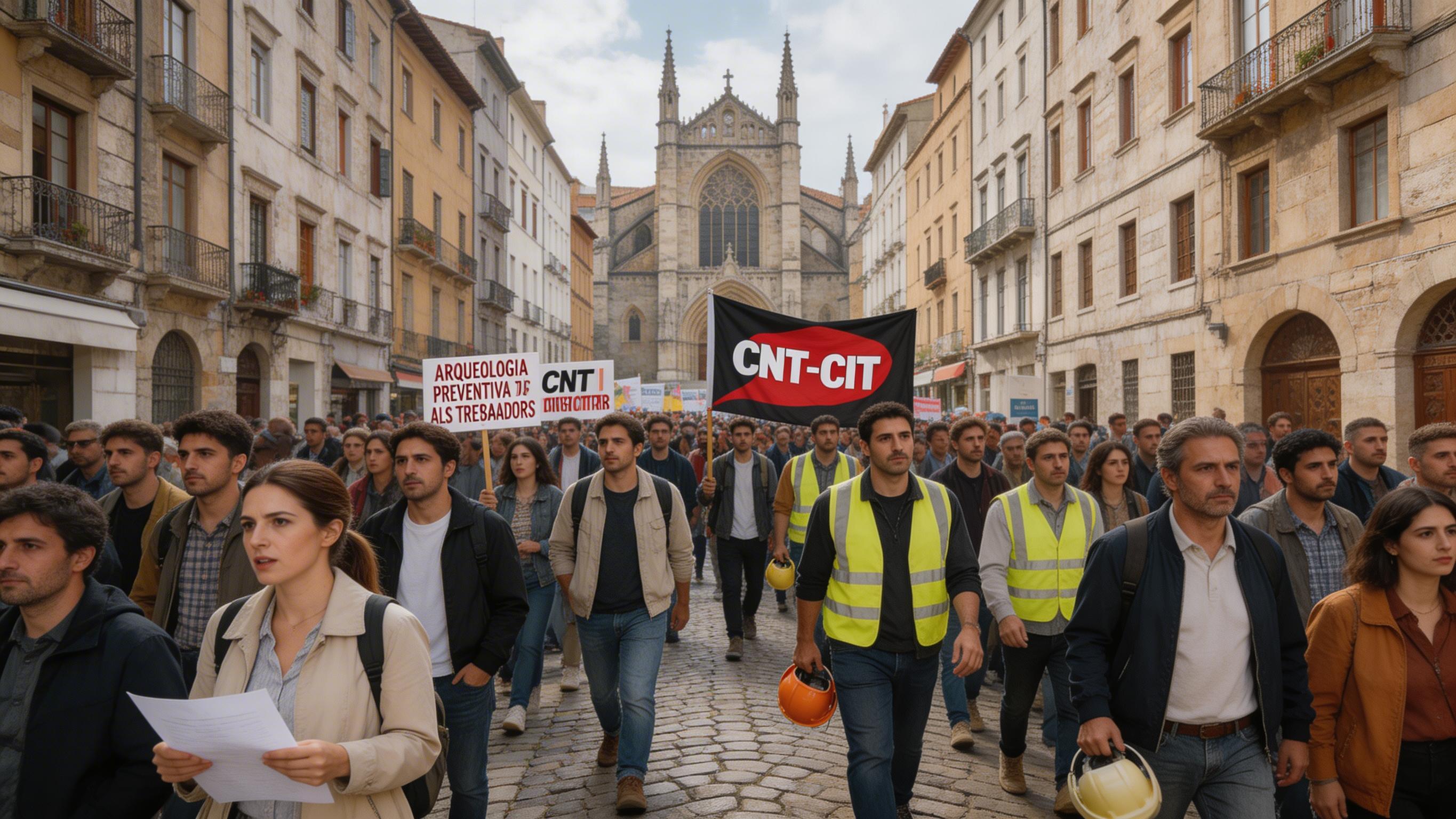 Més de 100 persones recorren Girona per denunciar la precarietat en l'arqueologia catalana