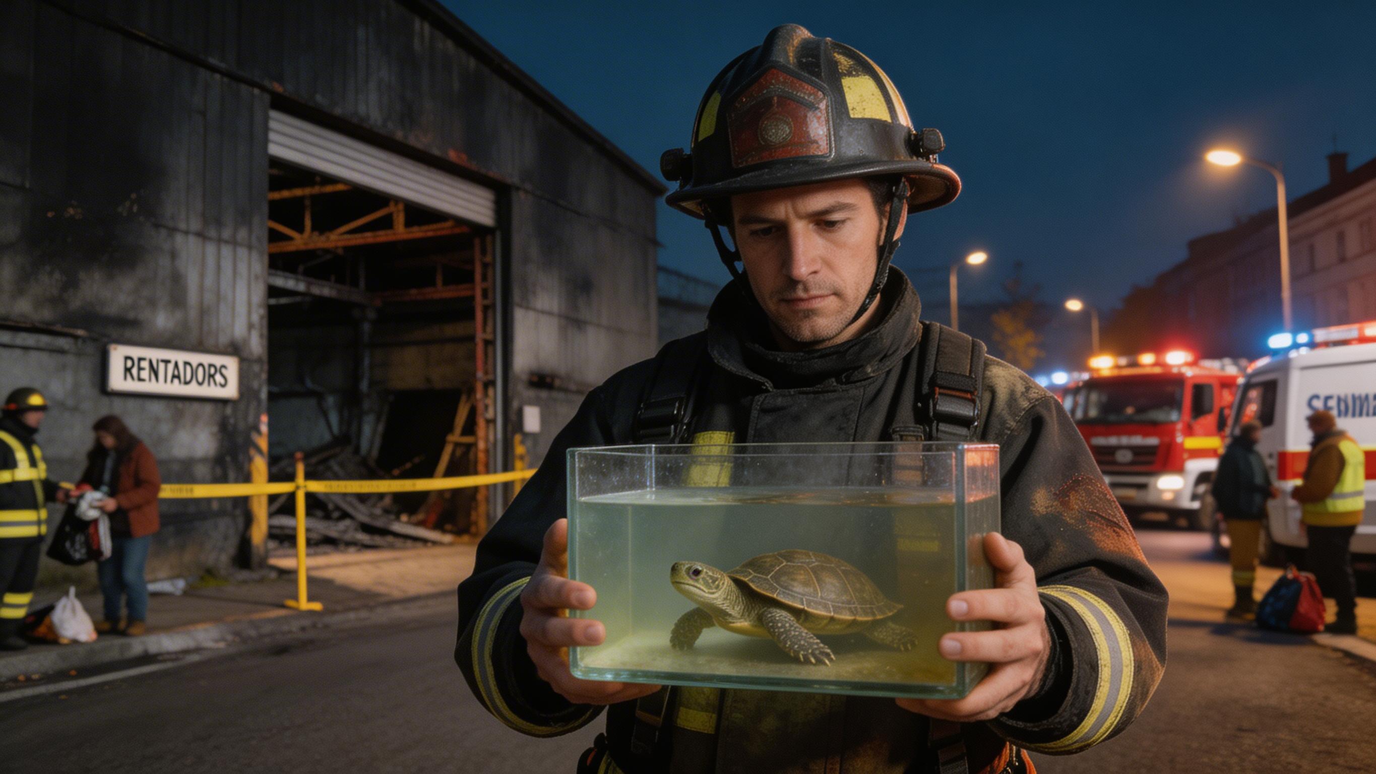 Vuit dotacions de Bombers per salvar una nau ocupada i una tortuga a Palamós