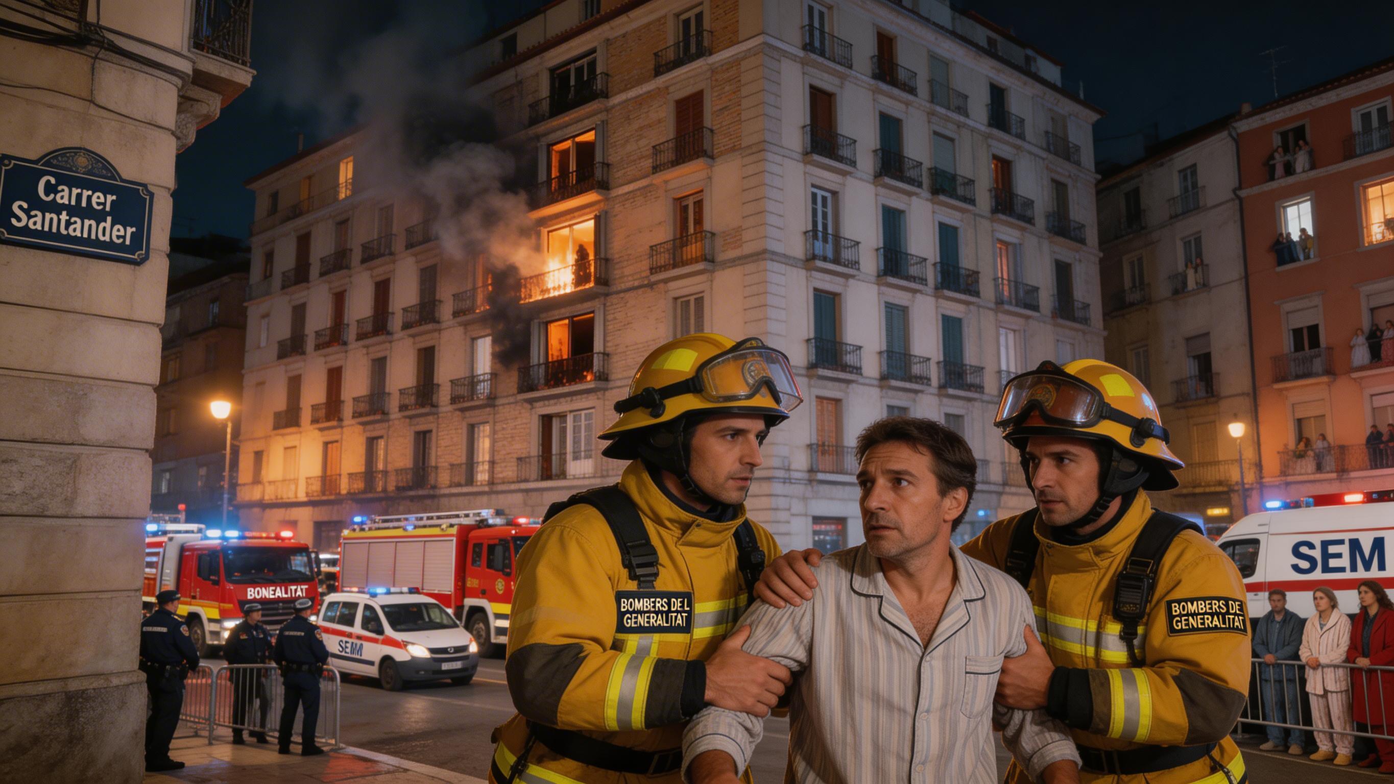 35 veïns desallotjats i un home rescatat d'un balcó en incendi de matinada a Girona