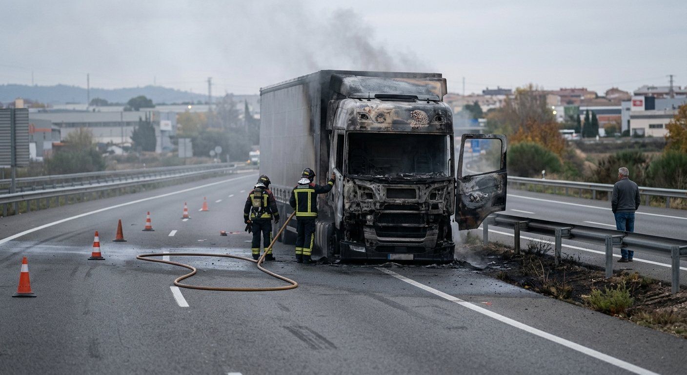 un camion en llamas corta la a 7 y afecta 5 m2 de  2026 04 02 04 10 08