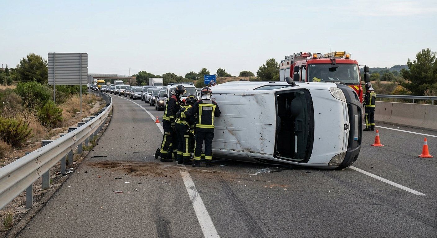 una furgoneta volco en la ap 7 a la altura de tarr 2026 04 03 04 10 39
