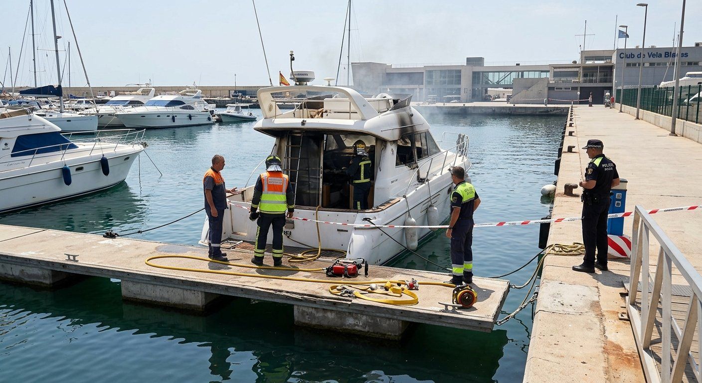 un yate de 14 metros se incendia en el puerto de b 2026 04 03 06 05 30