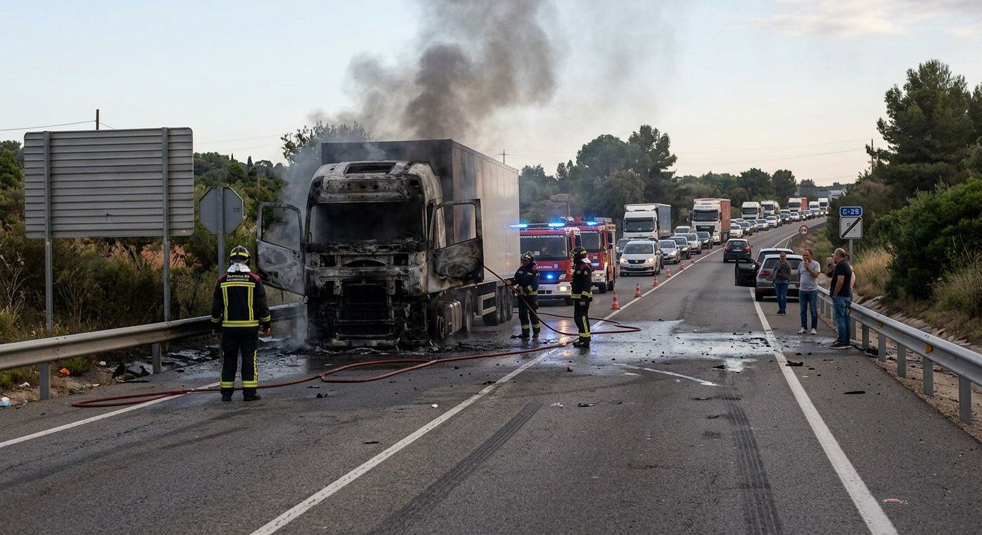 un camion arde en la c 25 en brunyola y corta el s 2026 04 14 06 12 15 un camion arde en la c 25 en brunyola y corta el s 2026 04 14 06 12 15
