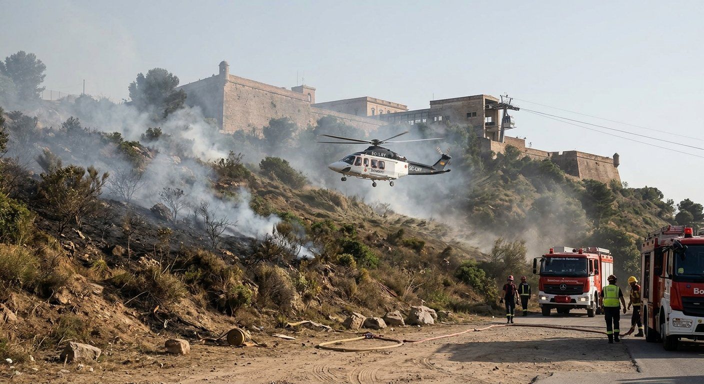 montjuic evacuo el castillo y paro teleferico y fu 2026 04 20 02 12 25