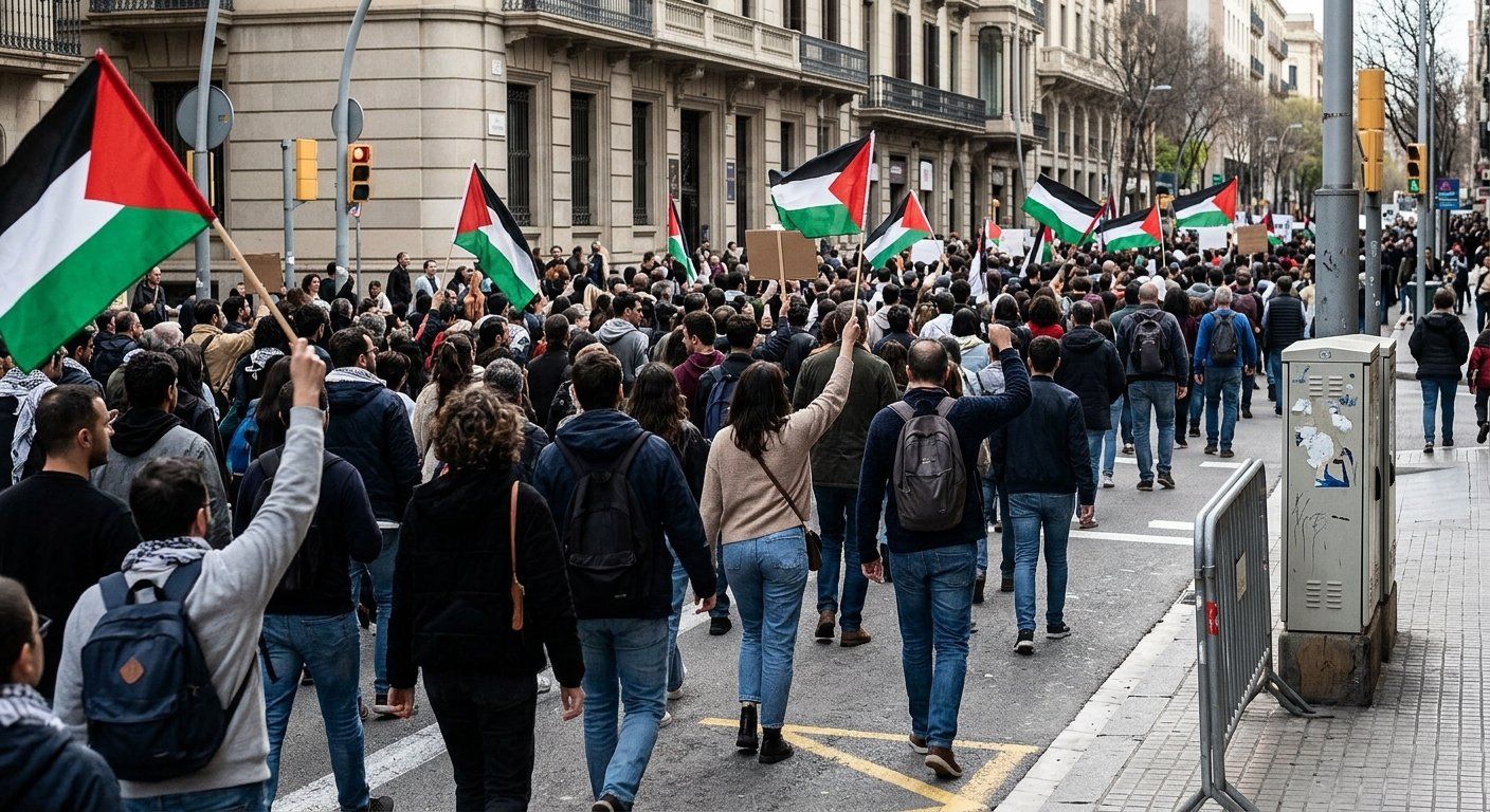 650 people protest in Barcelona against rearmament and the increase of military spending