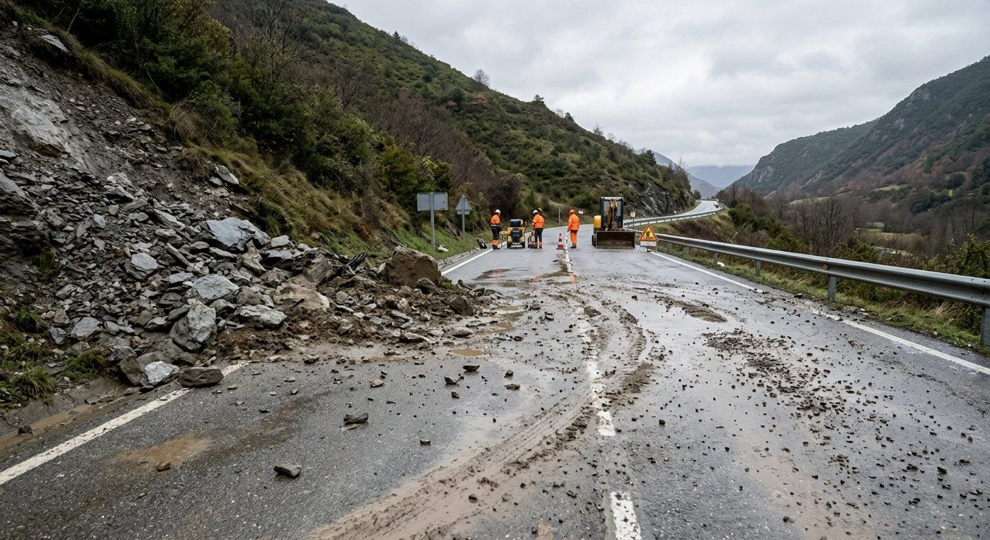 A landslide cuts off one lane of the L 503 for 7 hours in La Torre de Capdella