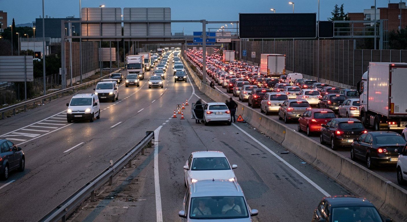 La AP 7 acumula 25 km de colas y varios accidentes complican la salida del puente de mayo